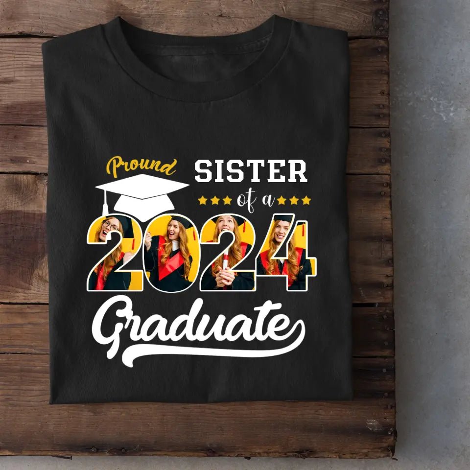 Custom Vintage Photos T-Shirt, Proud Family Team of a 2024 Graduation - OLESA