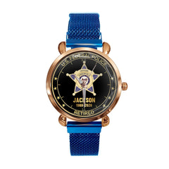 Customised American Police Badge Themed Watches - Police Commemorative Watch with Personalised Badge,Department,Time and Text - A Gift For Police,Family,Friend - OLESA