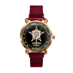 Customised American Police Badge Themed Watches - Police Commemorative Watch with Personalised Badge,Department,Time and Text - A Gift For Police,Family,Friend - OLESA