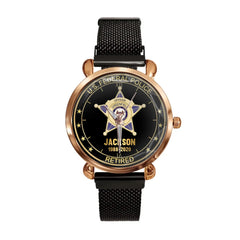 Customised American Police Badge Themed Watches - Police Commemorative Watch with Personalised Badge,Department,Time and Text - A Gift For Police,Family,Friend - OLESA