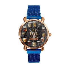 Customised Beer Themed Watches - Personalised Name Vintage Beer Pattern Scale Watch - Gift for Friend,Family,Beer Lover - OLESA