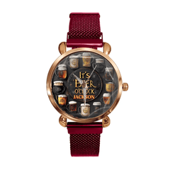 Customised Beer Themed Watches - Personalised Name Vintage Beer Pattern Scale Watch - Gift for Friend,Family,Beer Lover - OLESA