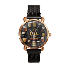 Customised Beer Themed Watches - Personalised Name Vintage Beer Pattern Scale Watch - Gift for Friend,Family,Beer Lover - OLESA