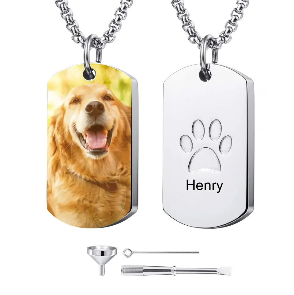 Customised Tag Necklace - Personalised Pet Photo and Name Paw Print keepsake Necklace - A Keepsake Gift For Pet Owners,Pet Lovers - OLESA