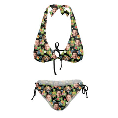 Customized Bikini Sets - Personalised Photo Pineapple Patterned Tropical Style Swimsuit Set - A Gift For Couples,Girlfriend,Wife - OLESA