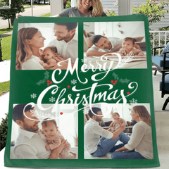 Customized Blanket for Family Photos - Christmas Home Decor Personalized 4 Photos Soft Blanket - Christmas Gift For Family - OLESA