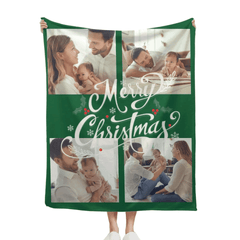 Customized Blanket for Family Photos - Christmas Home Decor Personalized 4 Photos Soft Blanket - Christmas Gift For Family - OLESA