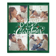Customized Blanket for Family Photos - Christmas Home Decor Personalized 4 Photos Soft Blanket - Christmas Gift For Family - OLESA