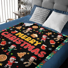 Customized Christmas Blanket with Photos of Family Members - Funny Christmas Blanket Personalized People Photo Cos Cartoon Characters - Christmas Gift For Family - OLESA