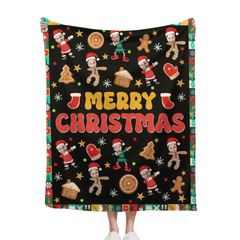 Customized Christmas Blanket with Photos of Family Members - Funny Christmas Blanket Personalized People Photo Cos Cartoon Characters - Christmas Gift For Family - OLESA