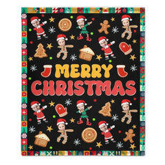 Customized Christmas Blanket with Photos of Family Members - Funny Christmas Blanket Personalized People Photo Cos Cartoon Characters - Christmas Gift For Family - OLESA