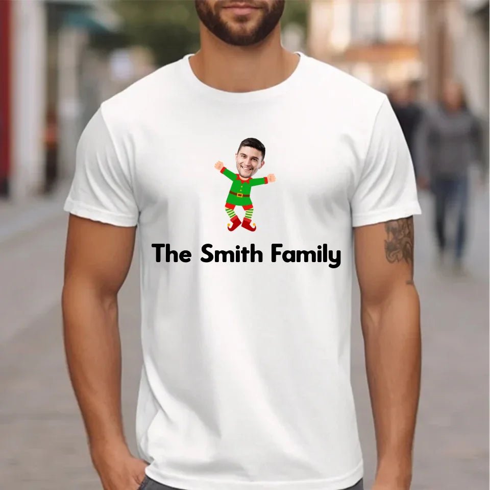 Customized Christmas Style Elf Costumes - Personalized Family Name And Photo Clothes - A Gift For Family,Team - OLESA