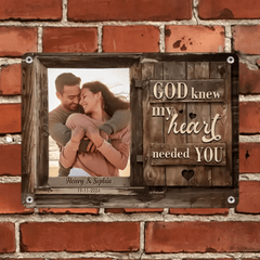 Customized Couple Photo Wall Art - Personalized Photo, Date and Name Art Couple Photo Tin Painting - A Gifts For Husband,Wife,Family - OLESA