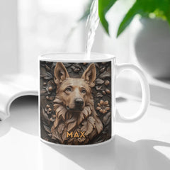 Customized Embossed Style Pattern Mugs - Personalized Dog and Name Mug - A Gift For Dog Owners,Dog Lovers - OLESA