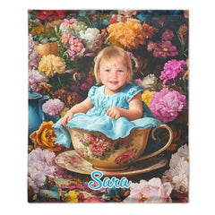 Customized Floral Blanket - Floral Wonderland Blanket Personalized with Name and Photo - A Gift For Girl,Children,Daughter - OLESA