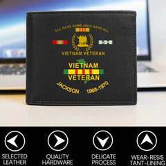 Customized Leather Wallet for Vietnam Veterans - Personalize with Name and Year/Period (RFID BLOCKING) - OLESA