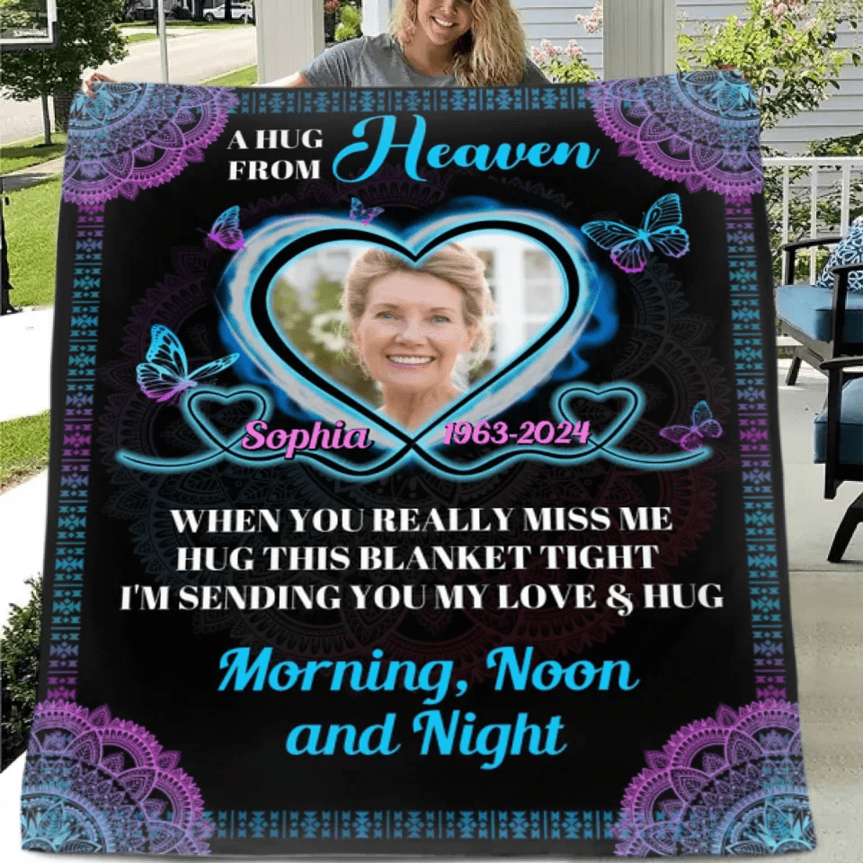 Customized Memorial Blankets - Personalized Name Time and Photo Character Memorial Flannel Blanket - A Sympathy Gift For Family,Friend,Yourself - OLESA