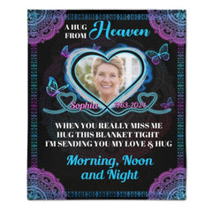 Customized Memorial Blankets - Personalized Name Time and Photo Character Memorial Flannel Blanket - A Sympathy Gift For Family,Friend,Yourself - OLESA