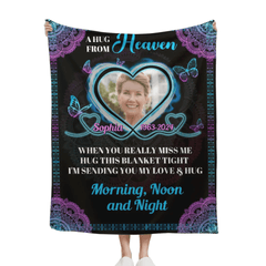Customized Memorial Blankets - Personalized Name Time and Photo Character Memorial Flannel Blanket - A Sympathy Gift For Family,Friend,Yourself - OLESA