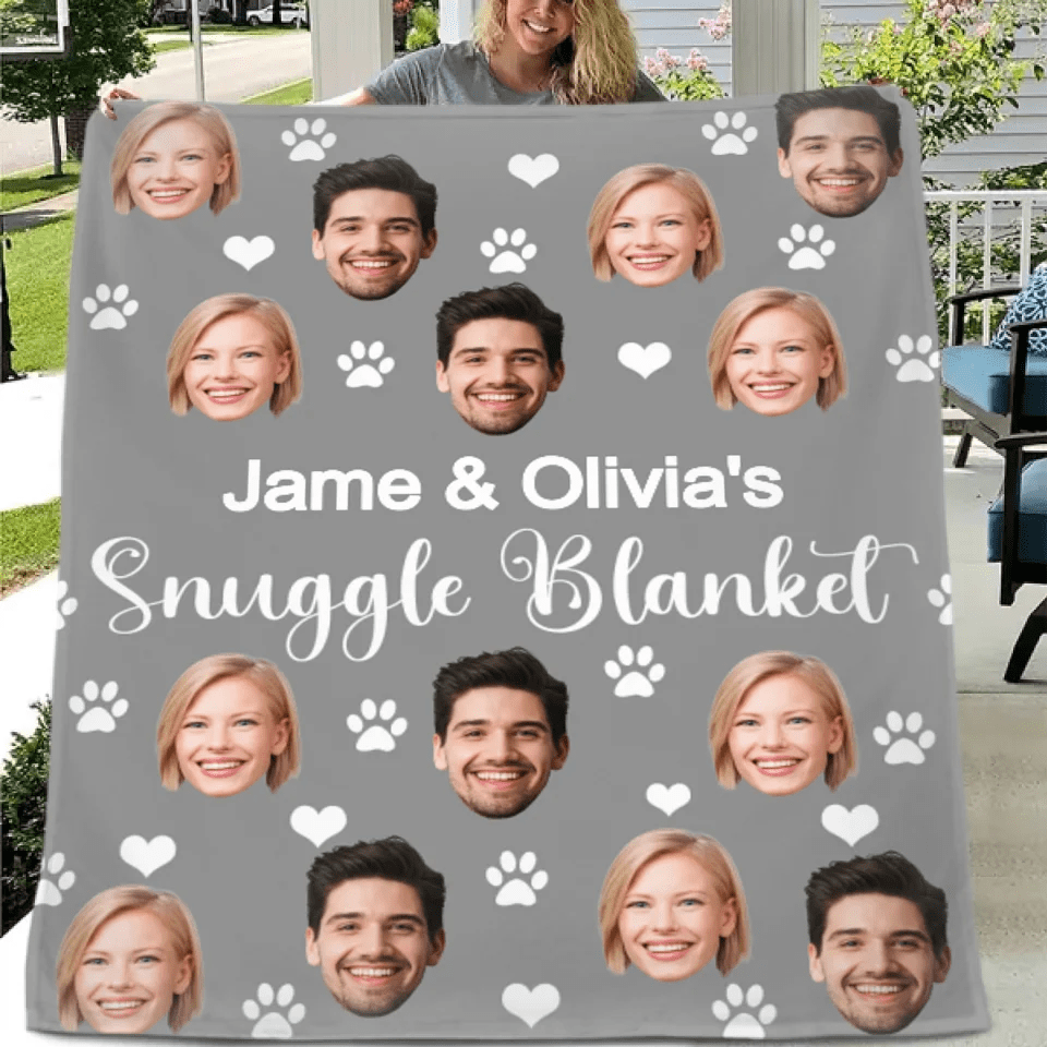 Customized Snuggle Blanket - Personalized Photo And Name Flannel Blanket - A Gift for Couples,Friend,Family - OLESA