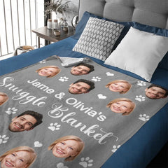 Customized Snuggle Blanket - Personalized Photo And Name Flannel Blanket - A Gift for Couples,Friend,Family - OLESA