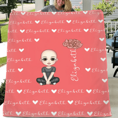 Cute Cartoon Character - Personalised Name Heart Birth Flower Soft Throw Blanket - A Gift For Birthday Person,Friend,Family - OLESA