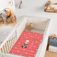 Cute Cartoon Character - Personalised Name Heart Birth Flower Soft Throw Blanket - A Gift For Birthday Person,Friend,Family - OLESA