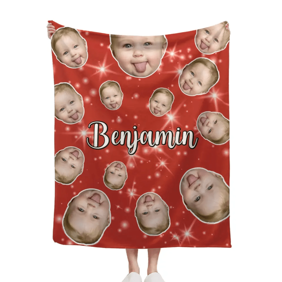 Face Blanket, Personalized Blanket with Photo, Blanket with Baby Pet Human Face - OLESA