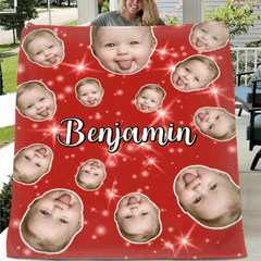 Face Blanket, Personalized Blanket with Photo, Blanket with Baby Pet Human Face - OLESA