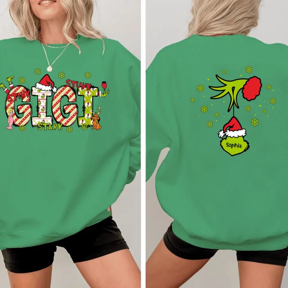 Family Christmas Costumes With Customizable Nicknames - Personalized Nickname And Family Tree Reversible Pattern Christmas Sweatshirt - A Gift For Family - OLESA