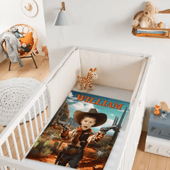 Free shipping✈️Cowboy Boys Blanket with Photo, Personalized Western Boy Blanket Custom Cowboy Gifts for Boys - OLESA