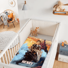 Free shipping✈️Custom Blankets Little Knight and Dragon Photo Gift, Boys Name Blanket - OLESA