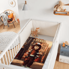 Free Shipping✈️Custom Kids Gift Blanket With Photo Name, Personalized Firefighter Boy Blanket, Custom Boy Firefighter Gifts - OLESA