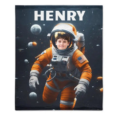 Free Shipping✈️Personalized Astronaut Blanket With Photo, A Planet - Themed Gift For Outer Space Enthusiasts! - OLESA