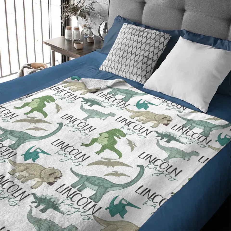 Free shipping✈️Personalized Dinosaur Park Name Blanket - OLESA