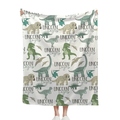 Free shipping✈️Personalized Dinosaur Park Name Blanket - OLESA