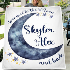 Free shipping✈️Personalized Moon Nursery Baby Blanket, Love You To The Moon and Back - OLESA