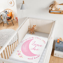 Free shipping✈️Personalized Moon Nursery Baby Blanket, Love You To The Moon and Back - OLESA