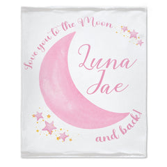 Free shipping✈️Personalized Moon Nursery Baby Blanket, Love You To The Moon and Back - OLESA