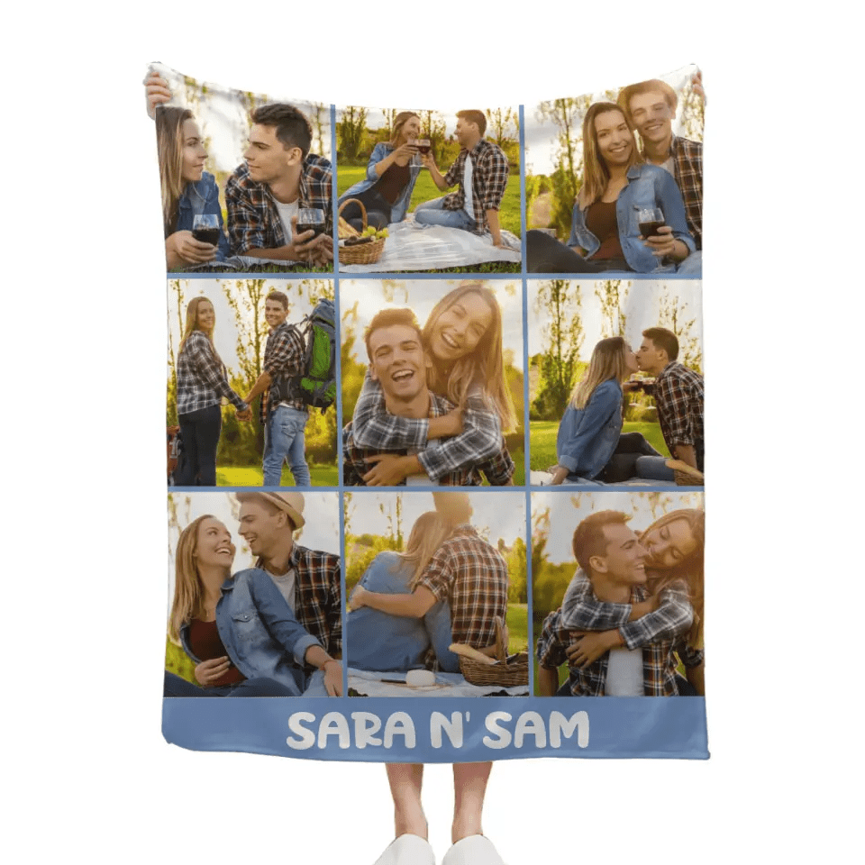 Free shipping✈️Personalized Photo Blanket with Text, Anniversary Gift Blanket, Gift for Her - OLESA