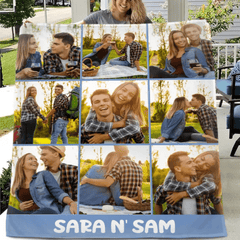 Free shipping✈️Personalized Photo Blanket with Text, Anniversary Gift Blanket, Gift for Her - OLESA