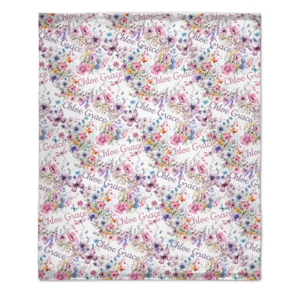 Free shipping✈️Personalized Wildflower Nursery Baby Blanket - OLESA