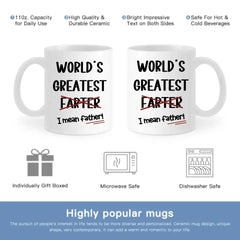 Funny Best Dad Coffee Mug, World's Greatest F, I Mean Father - OLESA