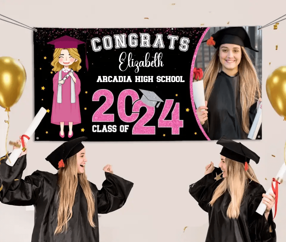 Glitter and Star Styles Congratulations Class Of 2024, Custom Photo - OLESA