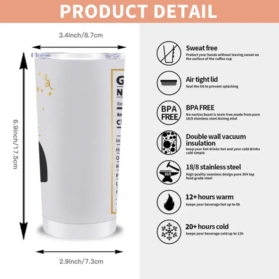 Graduate Nutrition Facts - Personalized Tumbler - OLESA