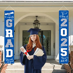Graduation Decorations Silver 2025 Banner - for Class of 2025 - Graduates Party Supplies - OLESA