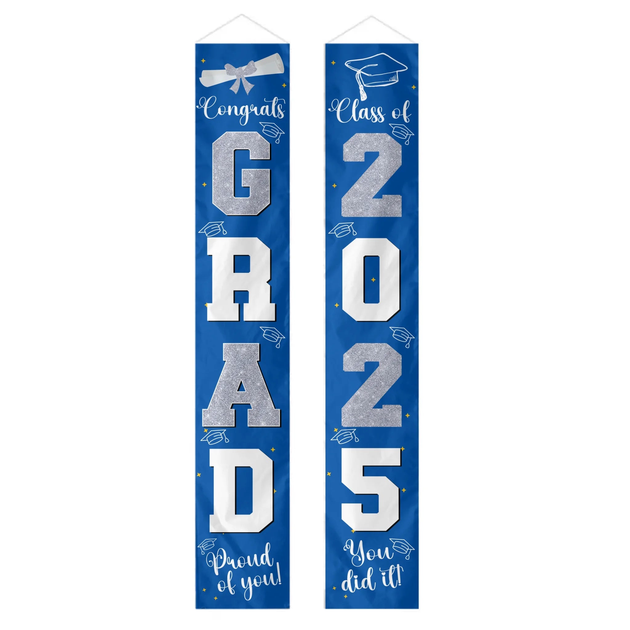 Graduation Decorations Silver 2025 Banner - for Class of 2025 - Graduates Party Supplies - OLESA