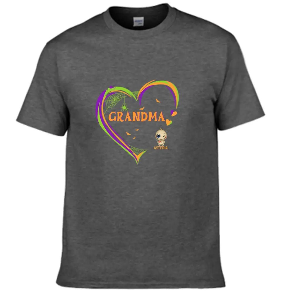 Grandma and Grandkids: The Perfect Halloween Pair - Personalized Family Custom T-Shirt - A Halloween Gift for Grandma - OLESA