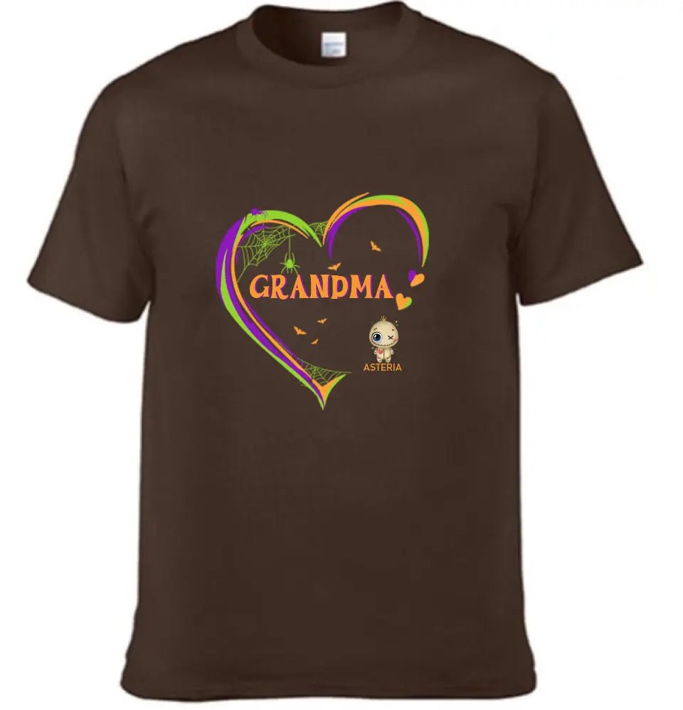 Grandma and Grandkids: The Perfect Halloween Pair - Personalized Family Custom T-Shirt - A Halloween Gift for Grandma - OLESA