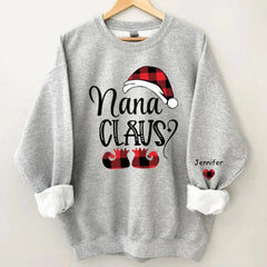 Happy Christmas - Personalised Nana Claus Christmas And Grandkids Sweatshirt - Gifts for Family - OLESA